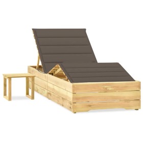 Gartenliege mit Tisch und Kissen aus imprägniertem Kiefernholz von vidaXL, Liegen - Ref: Foro24-3065962, Preis: 179,47 €, Rab...