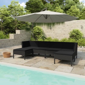 6-piece garden furniture set and black synthetic rattan cushions by vidaXL, Garden sets - Ref: Foro24-3056963, Price: 530,42 ...