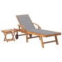 Lounger with solid teak wood table and cushion by vidaXL, Loungers - Ref: Foro24-3063022, Price: 309,99 €, Discount: %