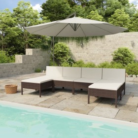 6-teiliges Gartenmöbel-Set und braune synthetische Rattankissen von vidaXL, Gartensets - Ref: Foro24-3056985, Preis: 321,07 €...