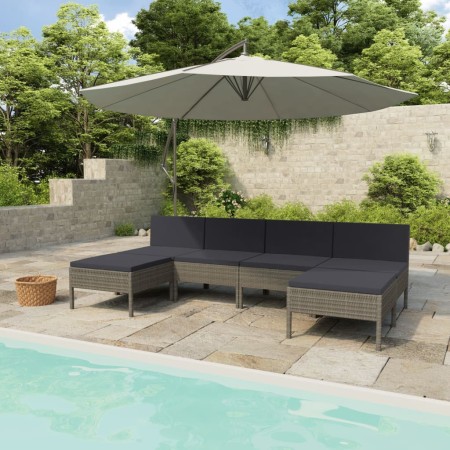 Garden furniture set 6 pieces and gray synthetic rattan cushions by vidaXL, Garden sets - Ref: Foro24-3056988, Price: 320,66 ...