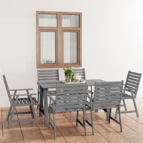 Garden dining set 7 pieces solid gray acacia wood by vidaXL, Garden sets - Ref: Foro24-3057855, Price: 573,41 €, Discount: %