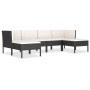 Set de muebles de jardín 6 pzas y cojines ratán sintético negro de vidaXL, Conjuntos de jardín - Ref: Foro24-3056962, Precio:...