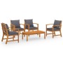 Garden furniture 5 pieces cushions solid acacia wood by vidaXL, Garden sets - Ref: Foro24-3057791, Price: 395,39 €, Discount: %