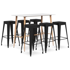 7-Piece Black and White Bar Furniture Set by vidaXL, Furniture sets for kitchens and dining rooms - Ref: Foro24-3057443, Pric...