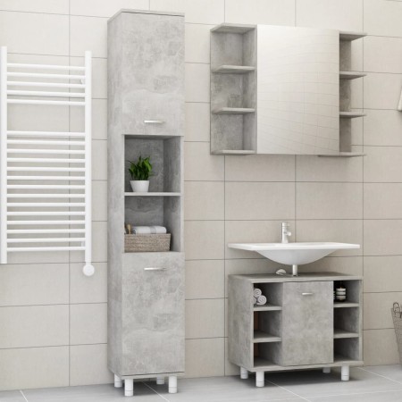 Juego muebles de baño 3 pzas madera de ingeniería gris hormigón de vidaXL, Muebles de baño - Ref: Foro24-3056956, Precio: 190...