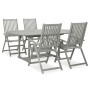 5 Stück massives Akaziengrau Holz Garten Esszimmer Set von vidaXL, Gartensets - Ref: Foro24-3057907, Preis: 492,48 €, Rabatt: %