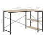 Schwarzer und Eichen-Sperrholz-Computertisch 110x72x70cm von vidaXL, Schreibtische - Ref: Foro24-30215, Preis: 117,42 €, Raba...