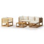 Garden furniture 6 pcs cream cushions solid acacia wood by vidaXL, Garden sets - Ref: Foro24-3057635, Price: 492,99 €, Discou...