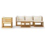 Garden furniture 6 pcs cream cushions solid acacia wood by vidaXL, Garden sets - Ref: Foro24-3057635, Price: 492,99 €, Discou...