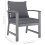 Garden furniture 5 pcs gray cushions solid acacia wood by vidaXL, Garden sets - Ref: Foro24-3057783, Price: 478,56 €, Discoun...