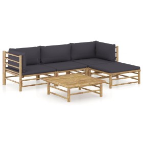 5-piece bamboo garden furniture set with dark gray cushions by vidaXL, Garden sets - Ref: Foro24-3058194, Price: 385,99 €, Di...