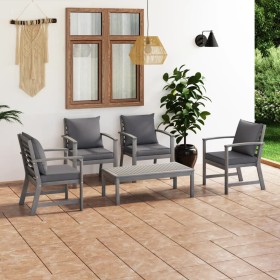 Garden furniture 5 pcs gray cushions solid acacia wood by vidaXL, Garden sets - Ref: Foro24-3057785, Price: 360,80 €, Discoun...