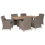 Set comedor de jardín 7 piezas y cojines ratán sintético marrón de vidaXL, Conjuntos de jardín - Ref: Foro24-3057800, Precio:...