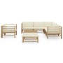 Set de muebles de jardín 8 piezas bambú y cojines blanco crema de vidaXL, Conjuntos de jardín - Ref: Foro24-3058217, Precio: ...