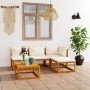 Garden furniture 5 pcs cream cushions solid acacia wood by vidaXL, Garden sets - Ref: Foro24-3057633, Price: 479,04 €, Discou...