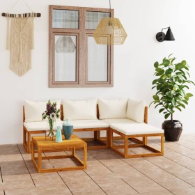 Garden furniture 5 pcs cream cushions solid acacia wood by vidaXL, Garden sets - Ref: Foro24-3057633, Price: 420,99 €, Discou...