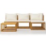 Garden furniture 5 pcs cream cushions solid acacia wood by vidaXL, Garden sets - Ref: Foro24-3057633, Price: 479,04 €, Discou...