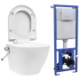 Wand-WC ohne Kanten versteckter Keramik-Spülkasten weiß von vidaXL, Badezimmer - Ref: Foro24-3055348, Preis: 334,12 €, Rabatt: %