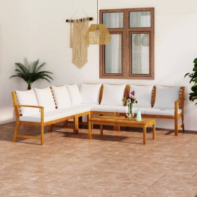 Garden furniture 6 pcs cream cushions solid acacia wood by vidaXL, Garden sets - Ref: Foro24-3057774, Price: 626,77 €, Discou...