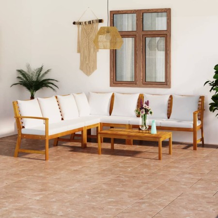 Garden furniture 6 pcs cream cushions solid acacia wood by vidaXL, Garden sets - Ref: Foro24-3057774, Price: 649,75 €, Discou...