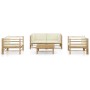 5-piece bamboo garden furniture set with cream white cushions by vidaXL, Garden sets - Ref: Foro24-3058207, Price: 567,43 €, ...