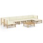 8-piece garden furniture set made of bamboo with cream white cushions by vidaXL, Garden sets - Ref: Foro24-3058249, Price: 81...