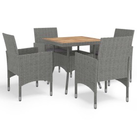 Garden furniture 5 pieces gray synthetic rattan and acacia by vidaXL, Garden sets - Ref: Foro24-3058323, Price: 396,99 €, Dis...