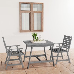 Garden dining set 3 pieces solid gray acacia wood by vidaXL, Garden sets - Ref: Foro24-3057852, Price: 263,79 €, Discount: %