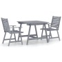 Garden dining set 3 pieces solid gray acacia wood by vidaXL, Garden sets - Ref: Foro24-3057852, Price: 244,23 €, Discount: %