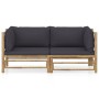 2-piece garden furniture set bamboo with dark gray cushions by vidaXL, Garden sets - Ref: Foro24-3058202, Price: 244,87 €, Di...