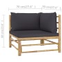 2-piece garden furniture set bamboo with dark gray cushions by vidaXL, Garden sets - Ref: Foro24-3058202, Price: 244,87 €, Di...