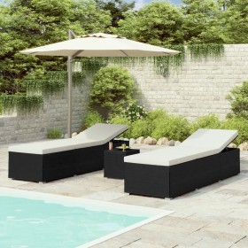 Gartenliegen und 3-teiliger schwarzer Tisch aus synthetischem Rattan von vidaXL, Liegen - Ref: Foro24-3057662, Preis: 332,99 ...