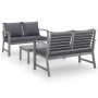 3-piece garden furniture set with cushions, made of solid gray acacia wood. by vidaXL, Garden sets - Ref: Foro24-3057784, Pri...