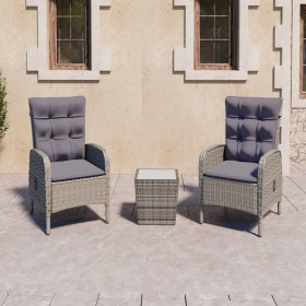 Garden table and chairs 3 pieces synthetic rattan and gray glass by vidaXL, Garden sets - Ref: Foro24-3058534, Price: 449,99 ...