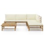 Set de muebles de jardín 6 piezas bambú y cojines blanco crema de vidaXL, Conjuntos de jardín - Ref: Foro24-3058235, Precio: ...