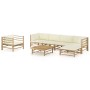 7-piece garden furniture set made of bamboo with cream white cushions by vidaXL, Garden sets - Ref: Foro24-3058199, Price: 71...