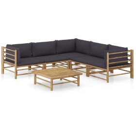 6-piece bamboo garden furniture set with dark gray cushions by vidaXL, Garden sets - Ref: Foro24-3058214, Price: 568,30 €, Di...