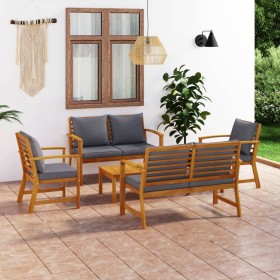 Garden furniture 5 pcs cushions solid acacia wood by vidaXL, Garden sets - Ref: Foro24-3057787, Price: 576,29 €, Discount: %