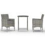 3-piece synthetic rattan garden bistro set with tempered glass, in gray. by vidaXL, Garden sets - Ref: Foro24-3058379, Price:...