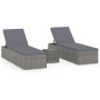 Garden loungers and table 3 pieces gray synthetic rattan by vidaXL, Loungers - Ref: Foro24-3057665, Price: 352,27 €, Discount: %