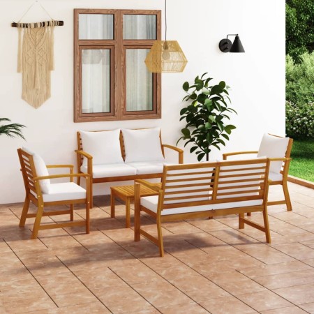 5-piece garden furniture set with cushions, made of solid acacia wood. by vidaXL, Garden sets - Ref: Foro24-3057786, Price: 5...