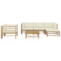 Garden furniture set 6 pieces bamboo and cream white cushions by vidaXL, Garden sets - Ref: Foro24-3058195, Price: 613,80 €, ...