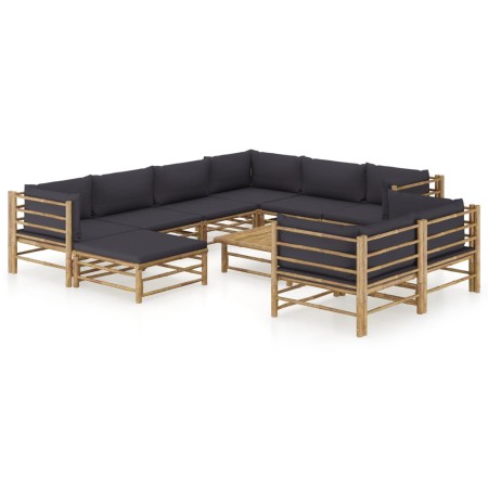 10-piece bamboo garden furniture set with dark gray cushions by vidaXL, Garden sets - Ref: Foro24-3058222, Price: 1,00 €, Dis...