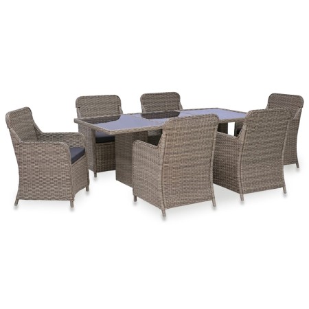 7-teiliges braunes Outdoor-Essset aus synthetischem Rattan von vidaXL, Gartensets - Ref: Foro24-3057796, Preis: 1,00 €, Rabat...