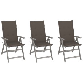 Reclining garden chairs 3 pcs solid acacia wood cushions by vidaXL, Garden chairs - Ref: Foro24-3064736, Price: 227,99 €, Dis...