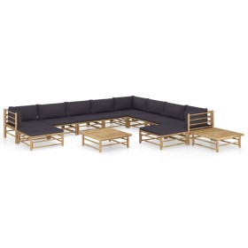 12-piece bamboo garden furniture set with dark gray cushions by vidaXL, Garden sets - Ref: Foro24-3058228, Price: 1,00 €, Dis...