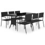 Juego de comedor para jardín 7 piezas ratán sintético negro de vidaXL, Conjuntos de jardín - Ref: Foro24-3059448, Precio: 340...