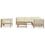 Garden furniture set 7 pieces bamboo and cream white cushions by vidaXL, Garden sets - Ref: Foro24-3058215, Price: 745,67 €, ...