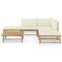 Garden furniture set 6 pieces bamboo and cream white cushions by vidaXL, Garden sets - Ref: Foro24-3058187, Price: 564,97 €, ...